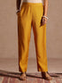 Janasya Women's Mustard Silk Blend Zari Yoke Embroidered Straight Kurta Set